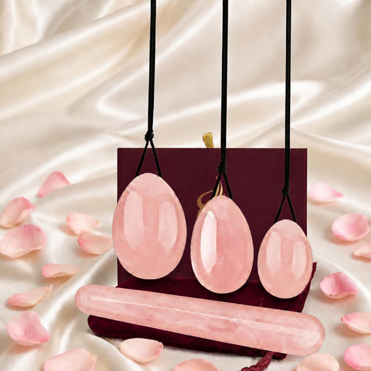 Rose Quartz Pelvic Eggs + Massage Wand